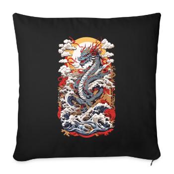 Ukiyo-E Style Asian Dragon Retro Design - Sofa pillowcase 17,3'' x 17,3'' (45 x 45 cm) - black - Front