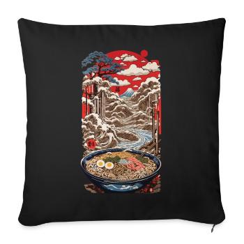 Vintage Ramen Ukiyo-e Streetwear Art Design - Sofa pillowcase 17,3'' x 17,3'' (45 x 45 cm) - black - Front