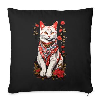 Chat Japonais Chat Mignon Art Chat Design - Housse de coussin décorative 45 x 45 cm - noir - Devant