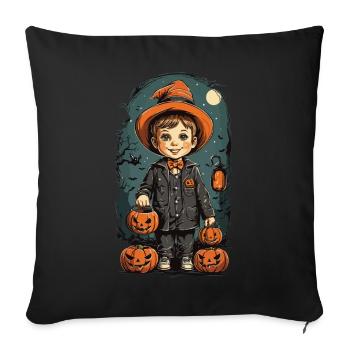 Rétro Halloween Kid Trick or Treat Design - Housse de coussin décorative 45 x 45 cm - noir - Devant