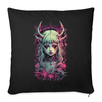 Pastel Goth Demon Gothic Girl Streetwear Design - Sofa pillowcase 17,3'' x 17,3'' (45 x 45 cm) - black - Front