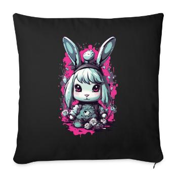 Goth Bunny Kawaii Pastel gothique Design - Housse de coussin décorative 45 x 45 cm - noir - Devant