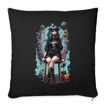 Pastel Goth Kawaii Aesthetic eGirl eBoy Design - Sofa pillowcase 17,3'' x 17,3'' (45 x 45 cm) - black - Front