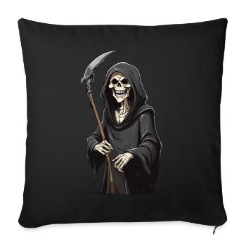 Dessin animé drôle de la Faucheuse pour Halloween - Housse de coussin décorative 45 x 45 cm - noir - Devant