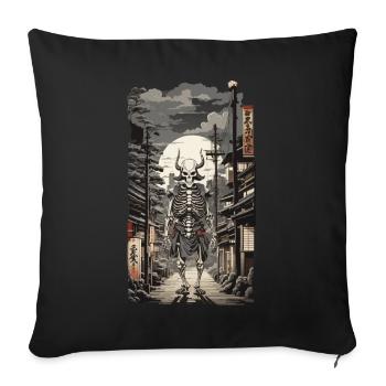 Ukiyo-E Yokai Squelette Demon Streetwear - Housse de coussin décorative 45 x 45 cm - noir - Devant