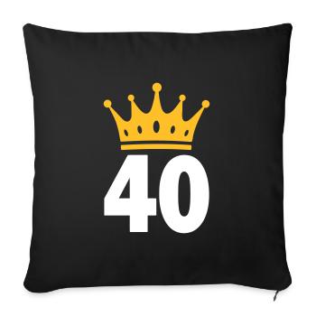 40 couronnes 40 ans 40 ans - Housse de coussin décorative 45 x 45 cm - noir - Devant