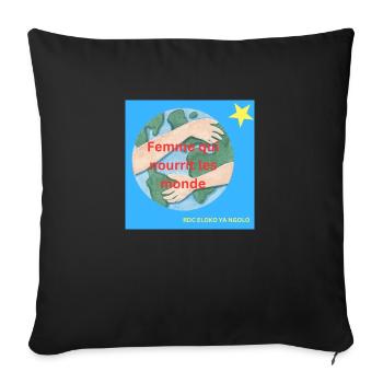 FEMME QUI NOURRIR LES MONDE - Sofa pillowcase 17,3'' x 17,3'' (45 x 45 cm) - black - Front