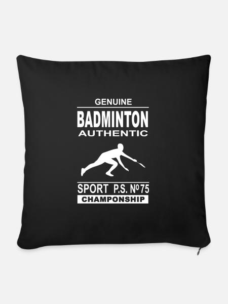 Badminton - Badmintonspieler - Sofakissenbezug 45 x 45 cm - Schwarz
