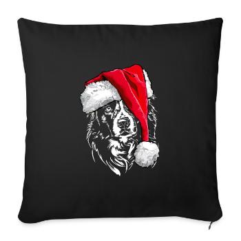 Santa BORDER COLLIE Weihnachten Hunde Wilsigns - Sofakissenbezug 45 x 45 cm - Schwarz - Vorne