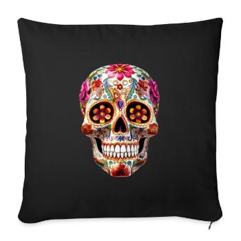 Mexican Skull Dia de los Muertos - Sofa pillowcase 17,3'' x 17,3'' (45 x 45 cm) - black - Front