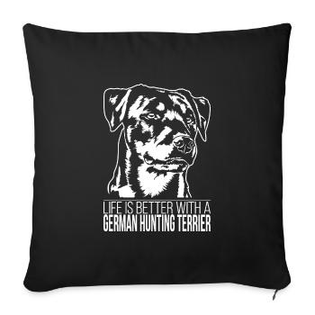 German Hunting Terrier life is better Wilsigns - Sofa pillowcase 17,3'' x 17,3'' (45 x 45 cm) - black - Front
