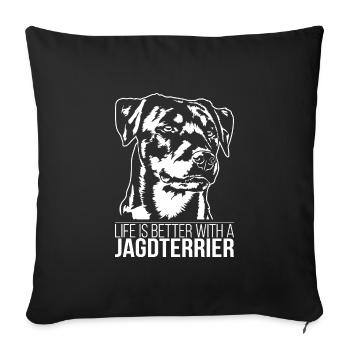 Jagdterrier life is better Dogs Dog Wilsigns - Sofa pillowcase 17,3'' x 17,3'' (45 x 45 cm) - black - Front