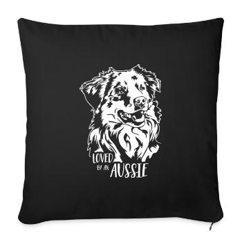 Australian Shepherd loved by an Aussie Wilsigns - Sofa pillowcase 17,3'' x 17,3'' (45 x 45 cm) - black - Front