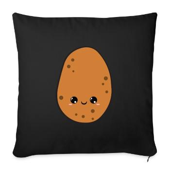 cute smiling potato, douces patates souriantes - Housse de coussin décorative 45 x 45 cm - noir - Devant