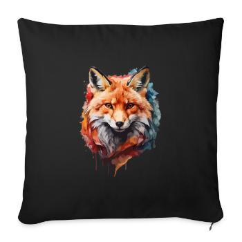 renard à l’aquarelle portrait cool - Housse de coussin décorative 45 x 45 cm - noir - Devant