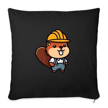 Beaver Bob Builder Pants Helmet Artisan Profession - Sofa pillowcase 17,3'' x 17,3'' (45 x 45 cm) - black - Front