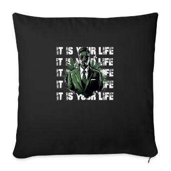 C’est votre style de vie Life Cannabis Business - Housse de coussin décorative 45 x 45 cm - noir - Devant