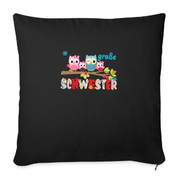 big sister bird family - Sofa pillowcase 17,3'' x 17,3'' (45 x 45 cm) - black - Front