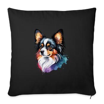 Papillon Dog Cute Cute Watercolor Colorful - Sofa pillowcase 17,3'' x 17,3'' (45 x 45 cm) - black - Front