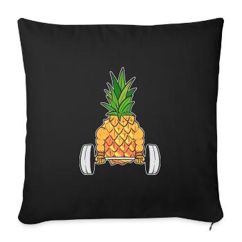 Ananas Fitness - Housse de coussin décorative 45 x 45 cm - noir - Devant
