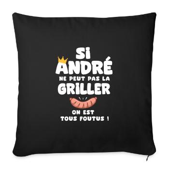 André roi barbecue cadeau andré fêtes - Housse de coussin décorative 45 x 45 cm - noir - Devant