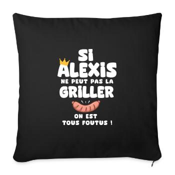 Alexis roi barbecue cadeau alexis fêtes - Housse de coussin décorative 45 x 45 cm - noir - Devant
