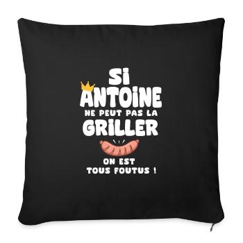 Antoine roi barbecue cadeau antoine fêtes - Housse de coussin décorative 45 x 45 cm - noir - Devant
