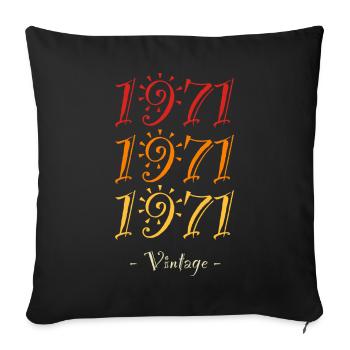 1971 vintage - Sofa pillowcase 17,3'' x 17,3'' (45 x 45 cm) - black - Front