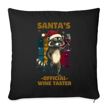 Lustiger Spruch Wein Weihnachten Waschbär - Sofakissenbezug 45 x 45 cm - Schwarz - Vorne