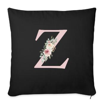 Z| Monogram | Eucalyptus Pastel Flower Blue - Sofa pillowcase 17,3'' x 17,3'' (45 x 45 cm) - black - Front