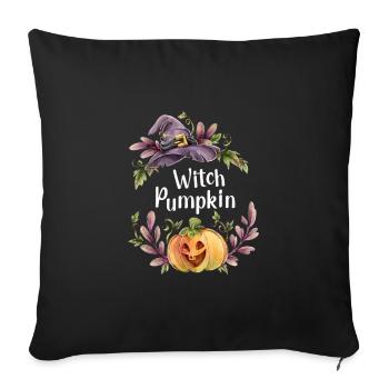 Citrouille Sorcière Florale - Housse de coussin décorative 45 x 45 cm - noir - Devant