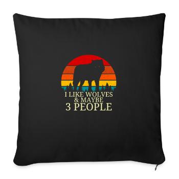 wolf - Sofa pillowcase 17,3'' x 17,3'' (45 x 45 cm) - black - Front
