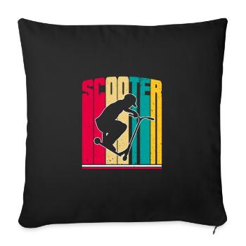 Vintage Retro Stuntscooter Stunt Roller - Sofakissenbezug 45 x 45 cm - Schwarz - Vorne
