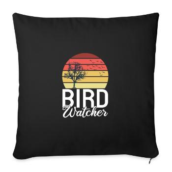 Rétro Vintage Birdwatcher Birdwatching Geek - Housse de coussin décorative 45 x 45 cm - noir - Devant