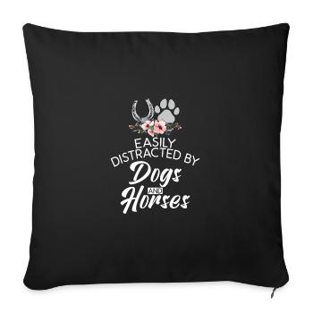 Easily Distracted By Dogs And Horses Horse Riding - Housse de coussin décorative 45 x 45 cm - noir - Devant