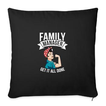 Family Managers Get All The Way Best Mom - Sofa pillowcase 17,3'' x 17,3'' (45 x 45 cm) - black - Front