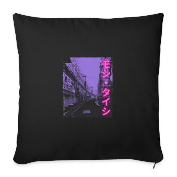 japanische Aesthetic Vaporwave Kunst 90s - Sofakissenbezug 45 x 45 cm - Schwarz - Vorne