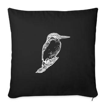 Vintage Elegant Kingfisher - Bird Nature Motif - Sofa pillowcase 17,3'' x 17,3'' (45 x 45 cm) - black - Front