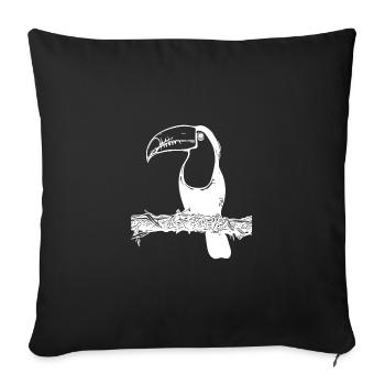 Vintage yellow-throated toucan on a branch - Sofa pillowcase 17,3'' x 17,3'' (45 x 45 cm) - black - Front