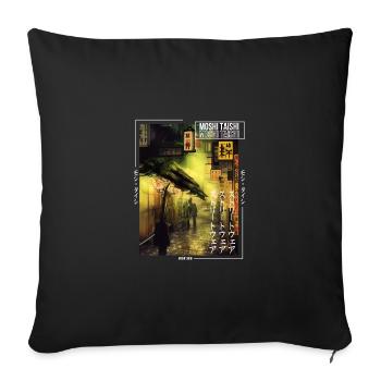 Japanisch Streetwear Aesthetic - Sofakissenbezug 45 x 45 cm - Schwarz - Vorne