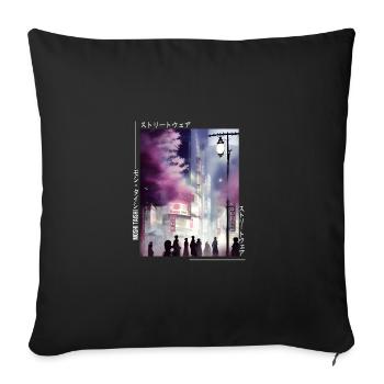 Esthétique streetwear japonaise - Housse de coussin décorative 45 x 45 cm - noir - Devant
