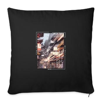 Japanisch Streetwear Aesthetic - Sofakissenbezug 45 x 45 cm - Schwarz - Vorne
