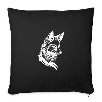Elegant Fox Portrait in Tribal Tattoo Ink - Sofa pillowcase 17,3'' x 17,3'' (45 x 45 cm) - black - Front