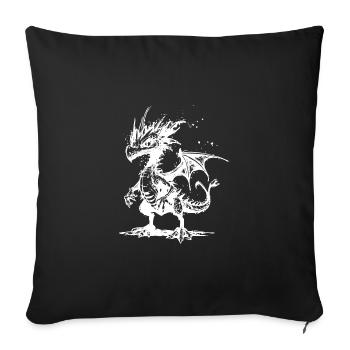 Cool petit dragon vintage avec des ailes - Housse de coussin décorative 45 x 45 cm - noir - Devant