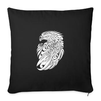 Aigle dans le style de plumes tribales de tatouage vintage - Housse de coussin décorative 45 x 45 cm - noir - Devant