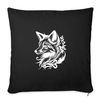Schlauer Fuchs in Tattoo Tinte - Sofakissenbezug 45 x 45 cm - Schwarz - Vorne