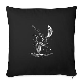 Astronaut in Unendlichkeit mit Mond - Sofakissenbezug 45 x 45 cm - Schwarz - Vorne
