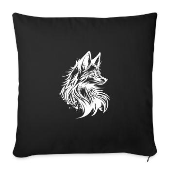 Petit Renard rusé Portrait Tatouage Encre - Housse de coussin décorative 45 x 45 cm - noir - Devant