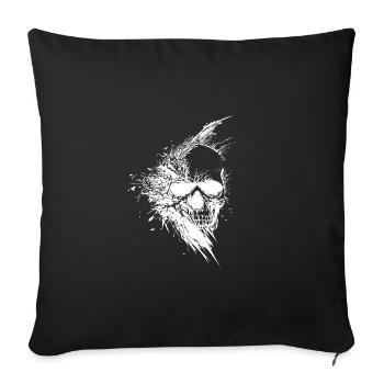 Crâne de tatouage souriant vintage - Housse de coussin décorative 45 x 45 cm - noir - Devant