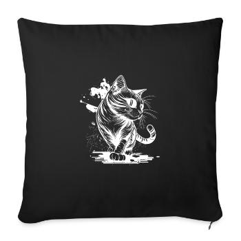 Chat mignon avec des pattes dans le style tatouage - Housse de coussin décorative 45 x 45 cm - noir - Devant